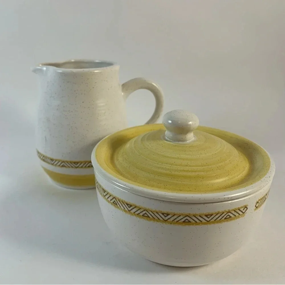 Vintage 1960s Franciscan Earthenware Hacienda Gold Sugar Creamer Set